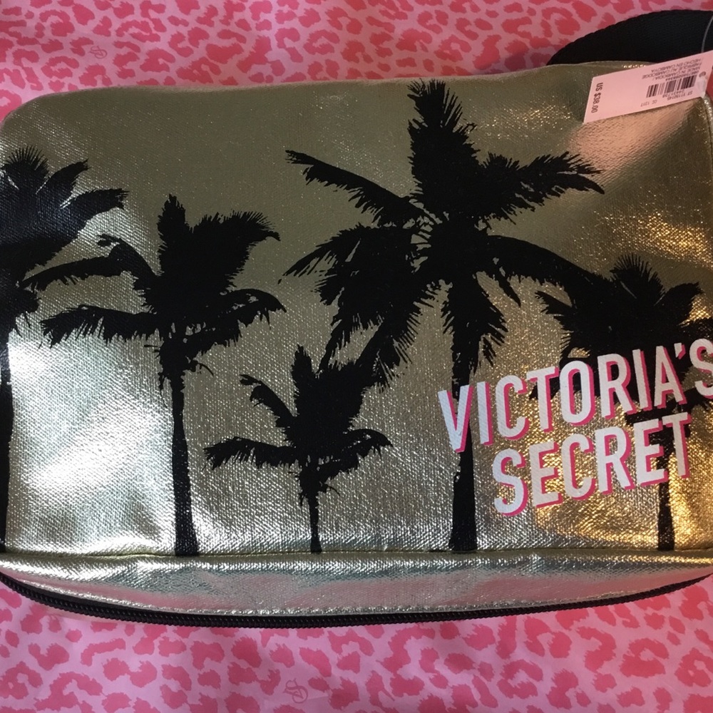 Victoria's Secret Gold Zip Travel Makeup Case
